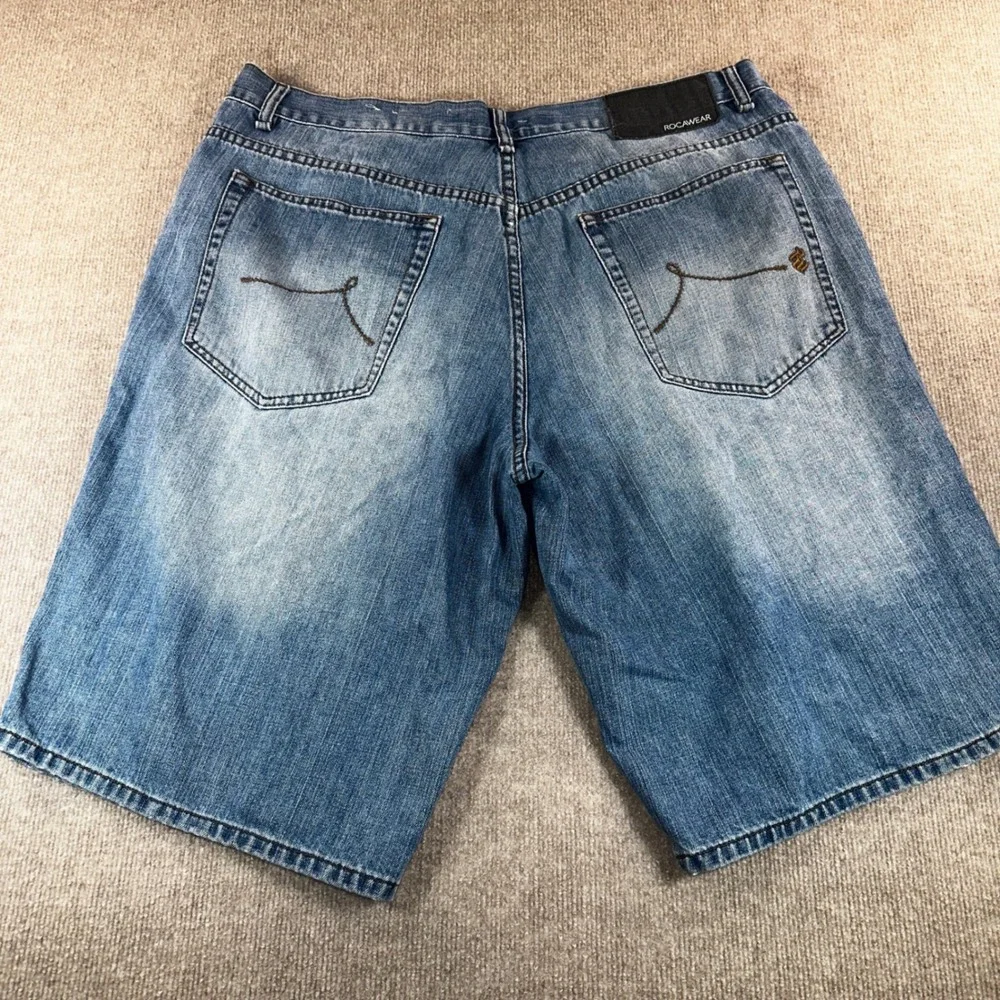 Rocawear Mens Denim‎ Shorts Light Wash Baggy Y2K Hip Hop Streetwear Size 40